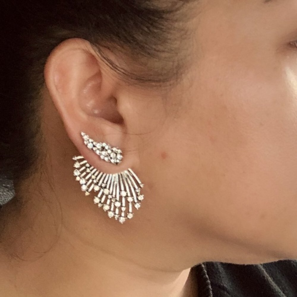 Rhinestone  Earring Double Sided Single Earring NIP